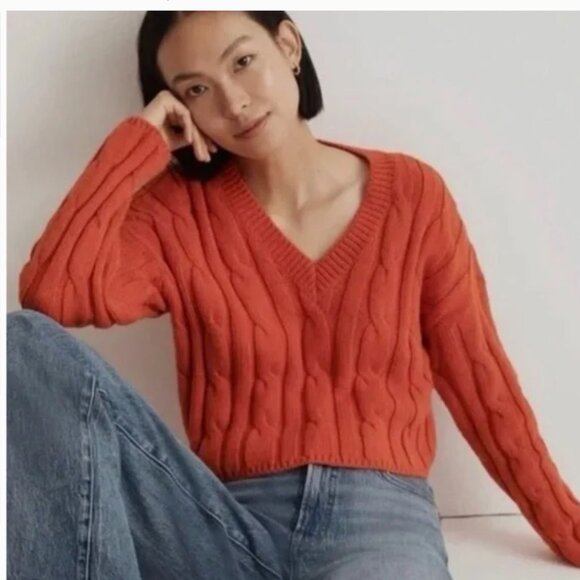 Madewell Cable Knit Cropped Sweater Size S NWOT - Picture 5 of 8